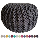 Isabella - Pouf Strickhocker - gris foncé - 100% coton recyclé - Ø 45 cm